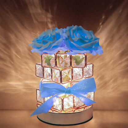 LED Crystal Rose Table Lamp 3 Colors Dimmable Magic Cube Rose Creative  Atmosphere Lights Bedroom Bedside Decor Lighting Gift ﻿